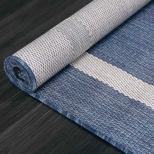Luul Home Bordered Outdoor Rug 10x14 Washable Outside Carpet for Indoor Patio Porch Waterproof Easy Cleaning Non Shedding Area Rugs Blue 10 x 14 - Image 6