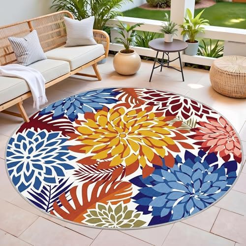 Outdoor Rug Waterproof, Washable Patio Rug for Deck, 6x6, Multicolored - Image 3