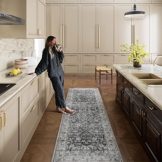 Runner Rug Washable Kitchen Runner: 2'x10' Hallway Runner Rugs Stain Resistant Non Slip Low Pile Soft Boho Carpet Runners for Hallways Bedroom Entryway Indoor Beside Bathroom Laundry Room - Image 2
