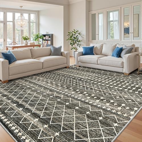 Miukiki 8x10 Area Rug for Living Room, Washable Soft Non Slip Rug Black by Miukiki