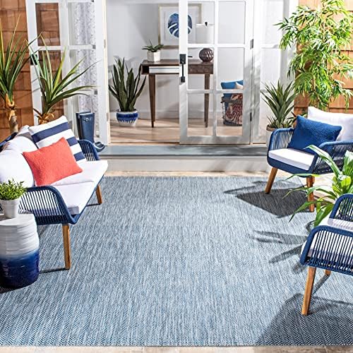 SAFAVIEH Courtyard Outdoor Square Rug 9', Modern Navy & Grey CY8022-36821 - Image 2