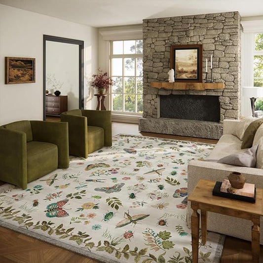 10x14 Area Rugs for Living Room: Washable Rug Non Slip Stain Resistant Low Pile Faux Wool Ultra Soft Lightweight Indoor Large Rugs for Bedroom Nursery Dining Room Under Table Rug Farmhouse Home Office by palohom