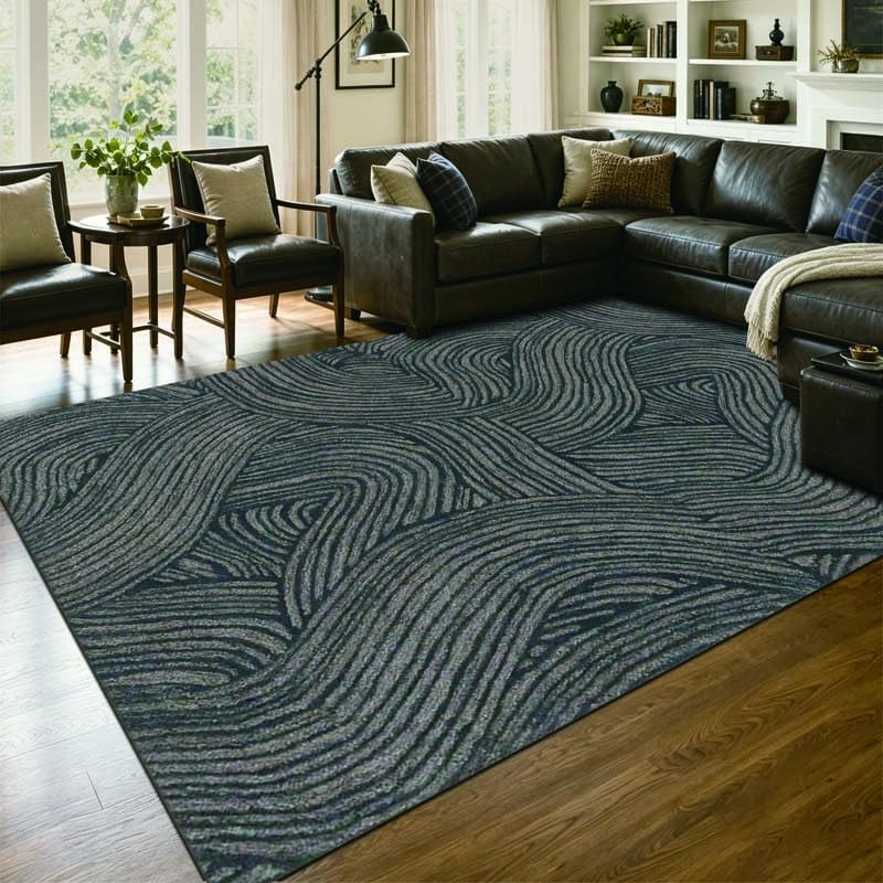 Dark Whirl Texture 5x7 ft Dark Slate Area Rug for Living Room Office by Unknown