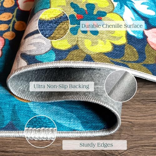 Front Door Mat Indoor Entrance - 2x4.3 Colorful Floral Runner Rug - Image 2