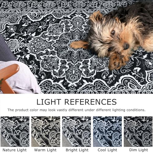 KUTA Oriental Small Area Rug 2x3 Black Washable Black Entryway Rugs - Image 6