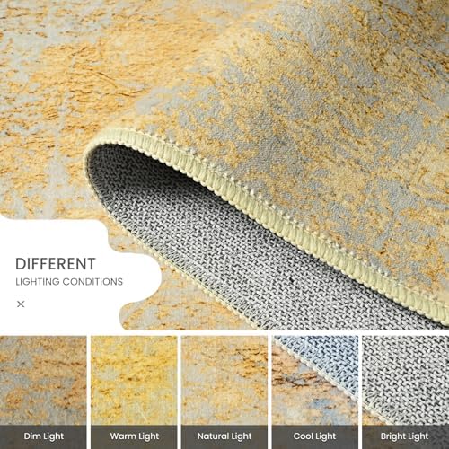 2x6 Rug Runners for Hallways Kitchen Runner Rug Non Slip Washable Long Runner Rugs with Rubber Backing Soft Abstract Carpet Runner for Hallways, Kitchen, Bathroom, Entryway (Orange, Silver & Gray) - Image 6