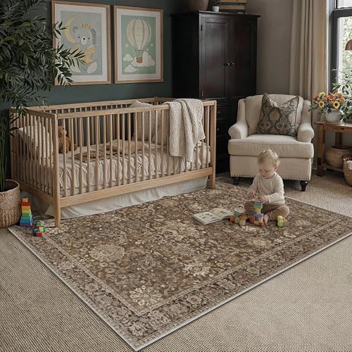 HUGEAR Area Rugs 3x5 Brown Vintage Rug for Living Room - Image 2