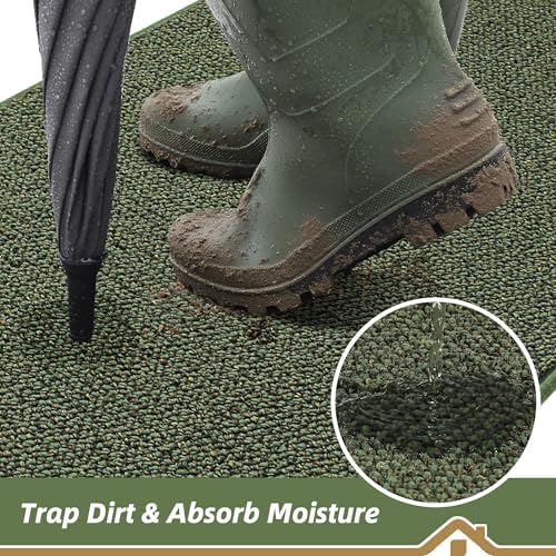 BEQHAUSE Dirt Trapper Door Mat 48" x 72", Non-Slip Washable Doormats, Green - Image 3