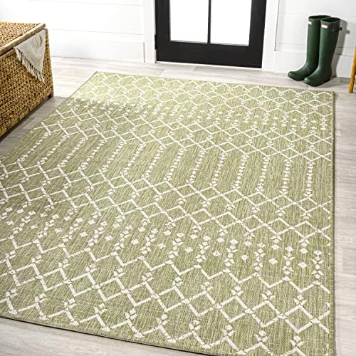 JONATHAN Y Moroccan Geometric Indoor Outdoor Area Rug 4X6 Light Green/Cream, Ourika Textured Weave for Backyard, Patio, Porch, Easy-Cleaning, High Traffic, Pet-Friendly, Non-Shedding (SMB108N-4) - Image 3
