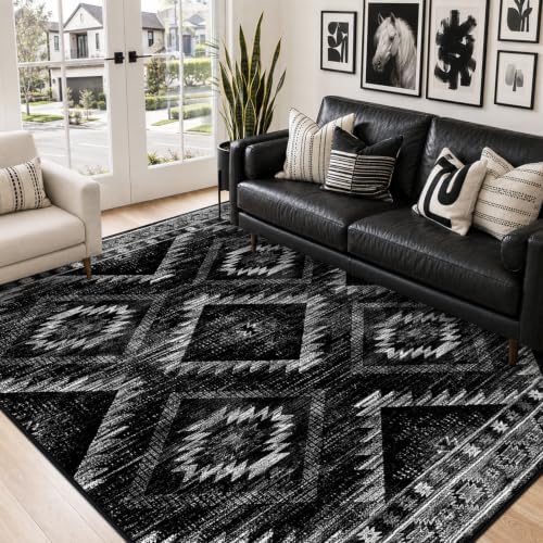 BESTSWEETIE 5'x7' Washable Area Rug for Living Room Bedroom Black - Image 2