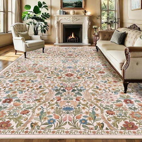 10x14 Large Area Rug Floral Botanical Boho Rug for Living Room by NakedCloud