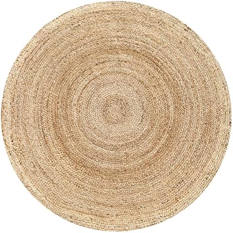 Hausattire Jute Braided Woven Area Rug 8 Feet Round - Natural - Image 3