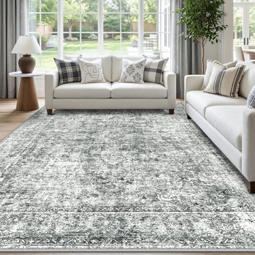 CAPALOCA 8x10 Washable Nursery Girls Low Pile Area Rug Grey by CAPALOCA