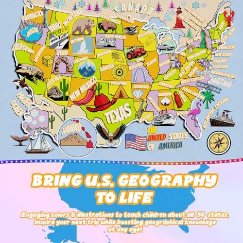 USA Map Kids Rug for Playroom, Bedroom, Classroom 4x6 - Image 2