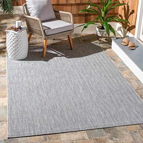 SAFAVIEH Outdoor Square Rug 5'3" - Courtyard Collection - Coastal Design, Grey & Navy, Durable & Easy Cleaning, Ideal for Patio, Entryway, Mudroom, Backyard (CY8022-36812) by Unknown