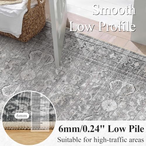 Schweek 8x10 Grey Washable Area Rug for Living Room Vintage Distressed Rugs - Image 4