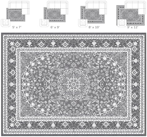 Lessymo Washable Area Rug 5x7 for Living Room, Soft Bedroom Rugs Grey White - Image 6