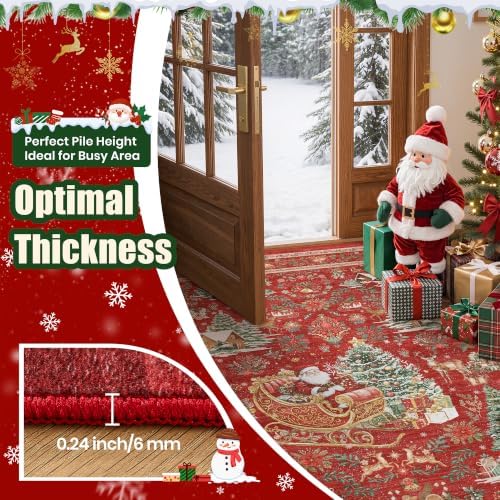 zesthome Christmas Area Rug 5x7, Washable Rugs for Living Room (5'x7', Red) - Image 6