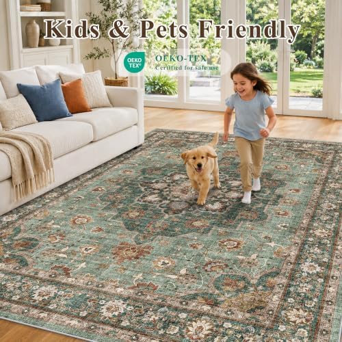 3ft Washable Round Area Rug: Small Thin Oriental Area Rug for Living Room - Image 4
