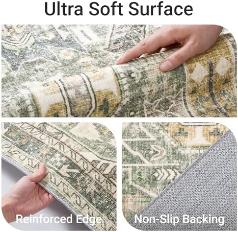 befbee 6x9 Washable Area Rug, Non Slip Rug for Living Room Green - Image 3
