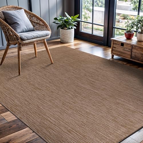 CAMILSON Outdoor Rug 5x7 Modern Area Rugs for Indoor and Outdoor Patios and Porches - Waterproof, Washable, Non-Shedding, Easy-to-Clean Outside Carpet (5 x 7, Solid - Jute) - Image 6
