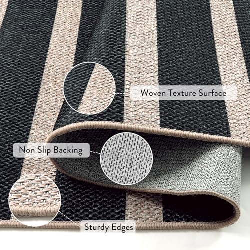 Lahome Striped Easy Jute 3x5 Outdoor Patio Rug, Washable Rugs for Porch - Image 3