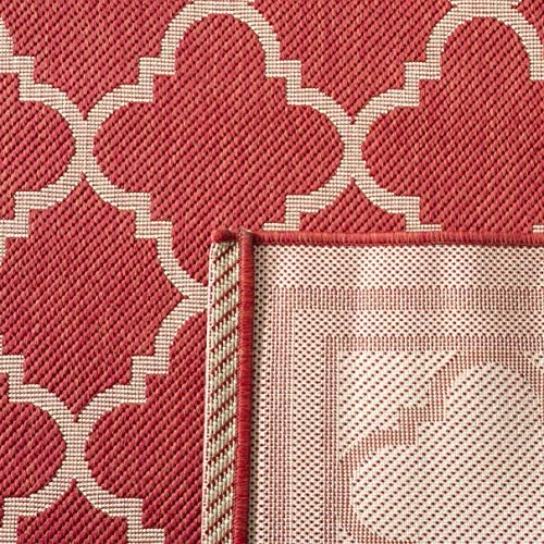 SAFAVIEH Washable Rug Outdoor Courtyard Collection - 4' x 5'7", Red & Bone, Non-Shedding & Easy Cleaning, Ideal for Patio, Backyard, Mudroom (CY6918-248) - Image 4