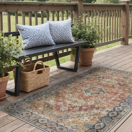 GENIMO Indoor Outdoor Rug, Washable for Patio and Deck, Dusty Blue, 3x5 - Image 4