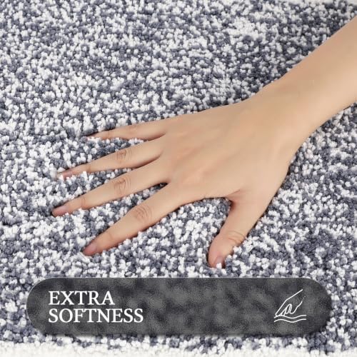 Pauwer Bathroom Rug Sets 3 Piece, Non Slip Washable Bath Mat, Dark Grey - Image 3