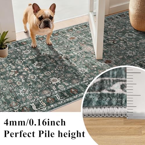 Washable 2x8 Kitchen Rug Runner: Non Slip Rugs for Hallway Bedroom Green - Image 2
