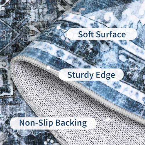 GarveeHome Washable Rug Runner 2x6 Vintage Runners for Hallways Blue - Image 4