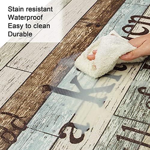 FRESHMINT Farmhouse Kitchen Mats Sets 2 Piece Cushioned Comfort Mat for Home & Office Ergonomically Engineered Memory Foam Kitchen Rug Waterproof Non-Skid, 30" by 17" + 47" by 17",Happiness - Image 6