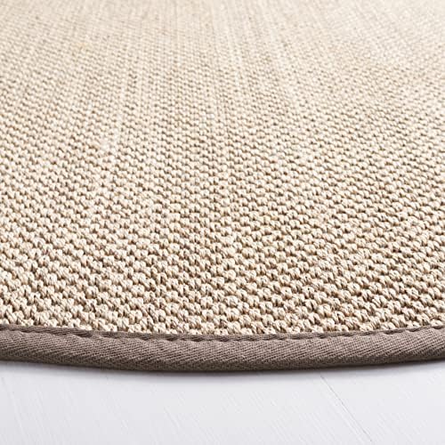 SAFAVIEH Natural Fiber Round Rug 8' Textured, Marble & Khaki NF143E - Image 6