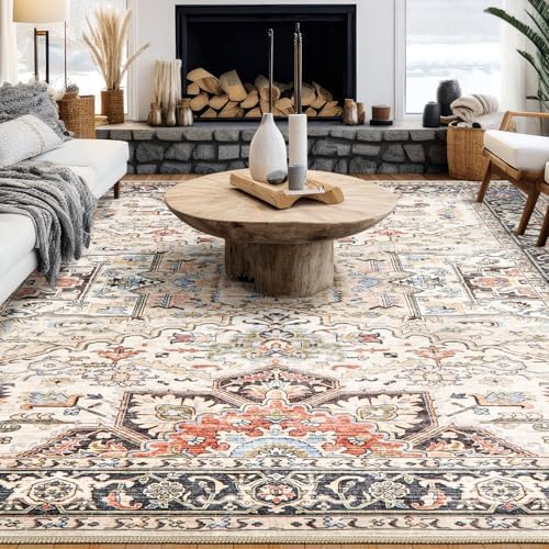Vintage 8x10 Rugs for Living Room Washable Area Rug Multi Color - Image 3