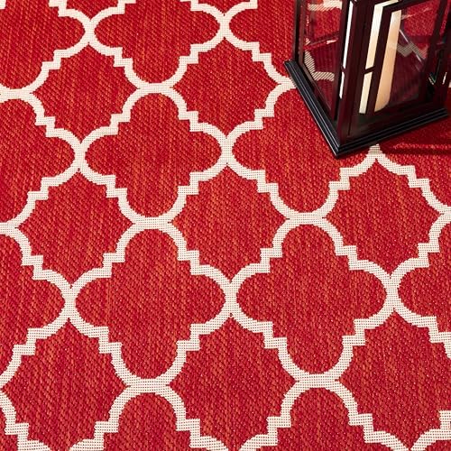 SAFAVIEH Washable Rug Outdoor Courtyard Collection - 2'3" x 14' Runner, Red & Bone, Non-Shedding & Easy Cleaning, Ideal for Patio, Entryway, Mudroom, Hallway, Kitchen (CY6918-248) - Image 4