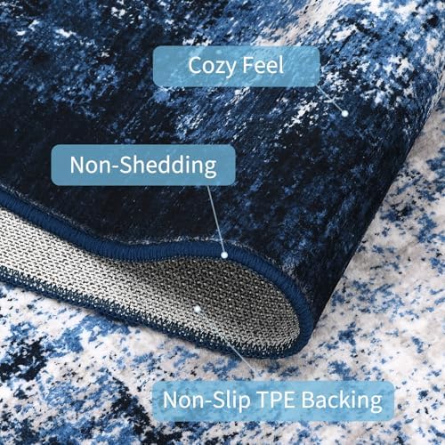 GarveeHome Machine Washable Runner Abstract Hallway Rugs 2x6 Blue - Image 4