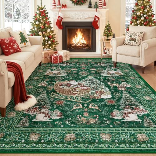 zesthome Christmas Area Rug 5x7, Washable Rugs for Living Room - Image 3