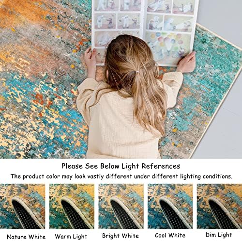 Lahome Modern Abstract Area Rug - 3x5 Soft Rug for Bedroom Non Slip Living Room Mat, Machine Washable Contemporary Throw Carpet for Office Front Door Entrance Way Kitchen Playroom, Rosy Clouds - Image 5