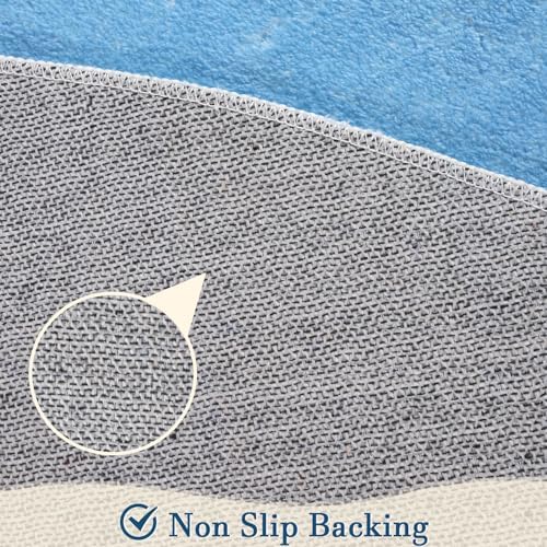 Topotdor Round ABC Area Rug,47 Inch Soft Floor Carpet,Sky Blue - Image 6