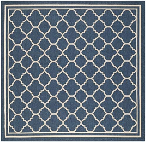 SAFAVIEH Washable Rug Outdoor Courtyard Collection - 7'10" Square, Navy & Beige, Non-Shedding & Easy Cleaning, Ideal for Patio, Backyard, Mudroom (CY6918-268) - Image 2