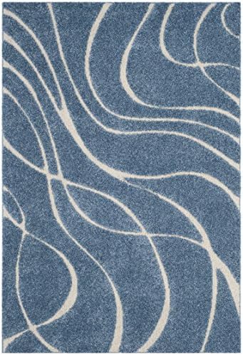 SAFAVIEH Area Rug 6x8 - Florida Shag Collection - Modern Design, Light Blue & Cream, Non-Shedding & Easy Cleaning, Plush Thick Pile, Ideal for Living Room, Bedroom, Nursery (SG471-6011) - Image 2