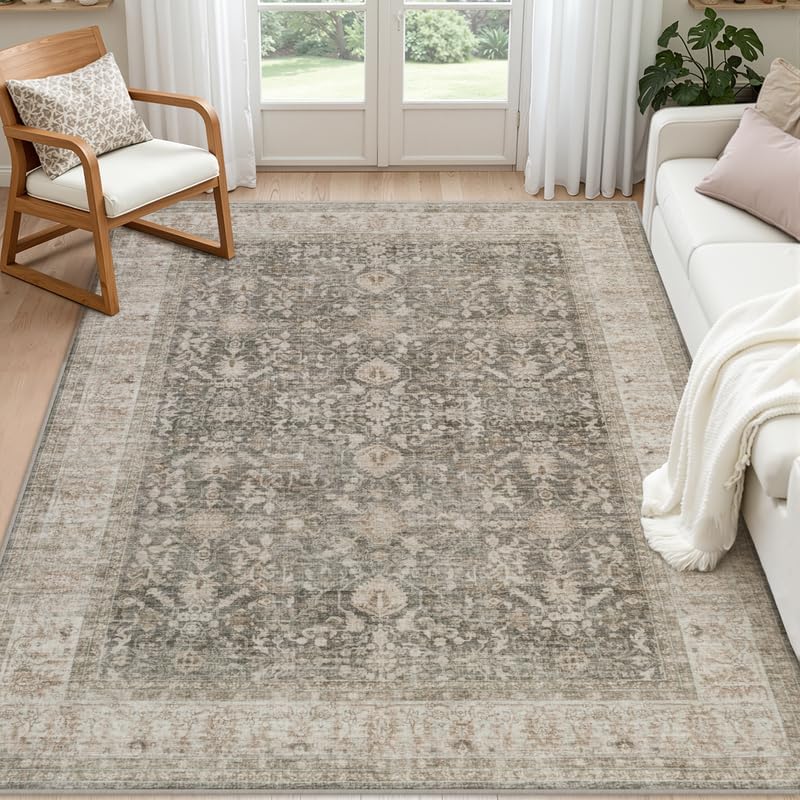8x8 Area Rugs Living Room: Bedroom Washable Carpet Warm Taupe by Luxturiy