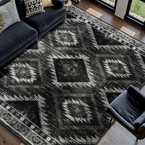 BESTSWEETIE 6'x8' Washable Area Rug for Living Room Bedroom Black by BESTSWEETIE