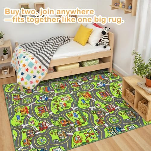 Upgrade Ultra Non Slip Kids Car Rug, Kids Road Playmat Rug for Toy Cars, Educational Town City Map Washable Carpet for Boy Playroom Bedroom, Safer Car Track Play Mat for Children Baby Toddler, 40"x24" - Image 4
