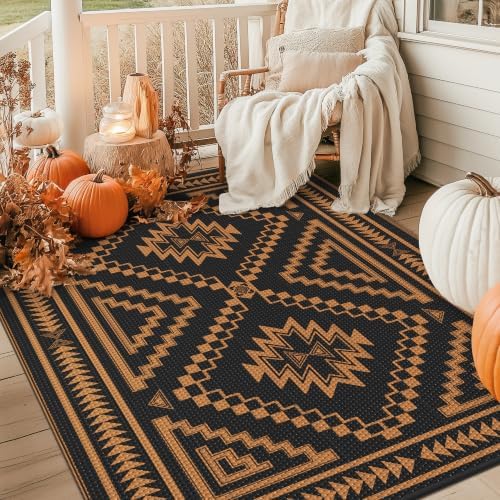 GENIMO Fall Decor Outdoor Rug, Plastic Rugs for Patio, 6'x9' Onyx Orange - Image 2