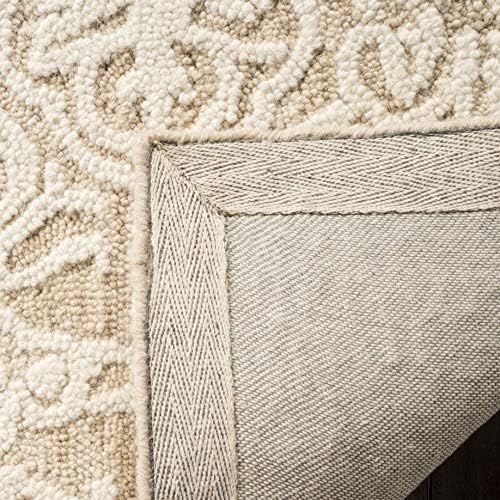 SAFAVIEH Blossom Collection Area Rug - 6' Square, Beige & Ivory, Handmade Wool, Ideal for High Traffic Areas in Living Room, Bedroom (BLM112B) - Image 4