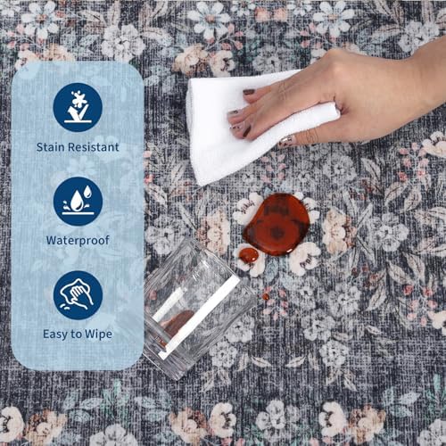 GarveeHome 8x10 Bedroom Rug Botanical Vintage Flower Floor Cover - Image 4