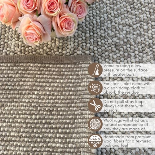 Wool Cotton Chunky Knit Popcorn Doormat - Beige (2' x 3') - Image 5