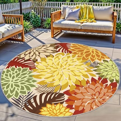 Arenarug Outdoor Rug Waterproof, Washable Patio Rug for Deck, 6x6, Orange by ArenaRug