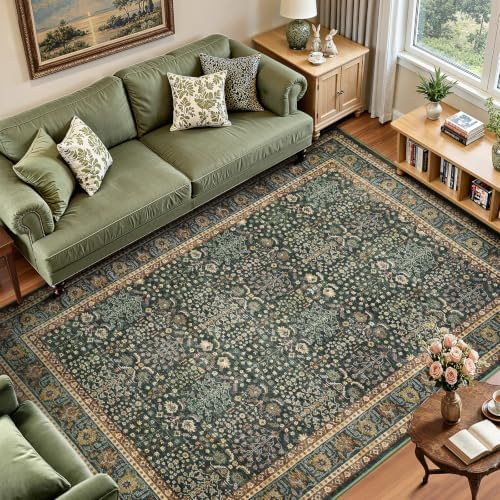 Lofus 6x9 Washable Area Rug for Living Room, Non-Slip Green Boho Carpet by Lofus